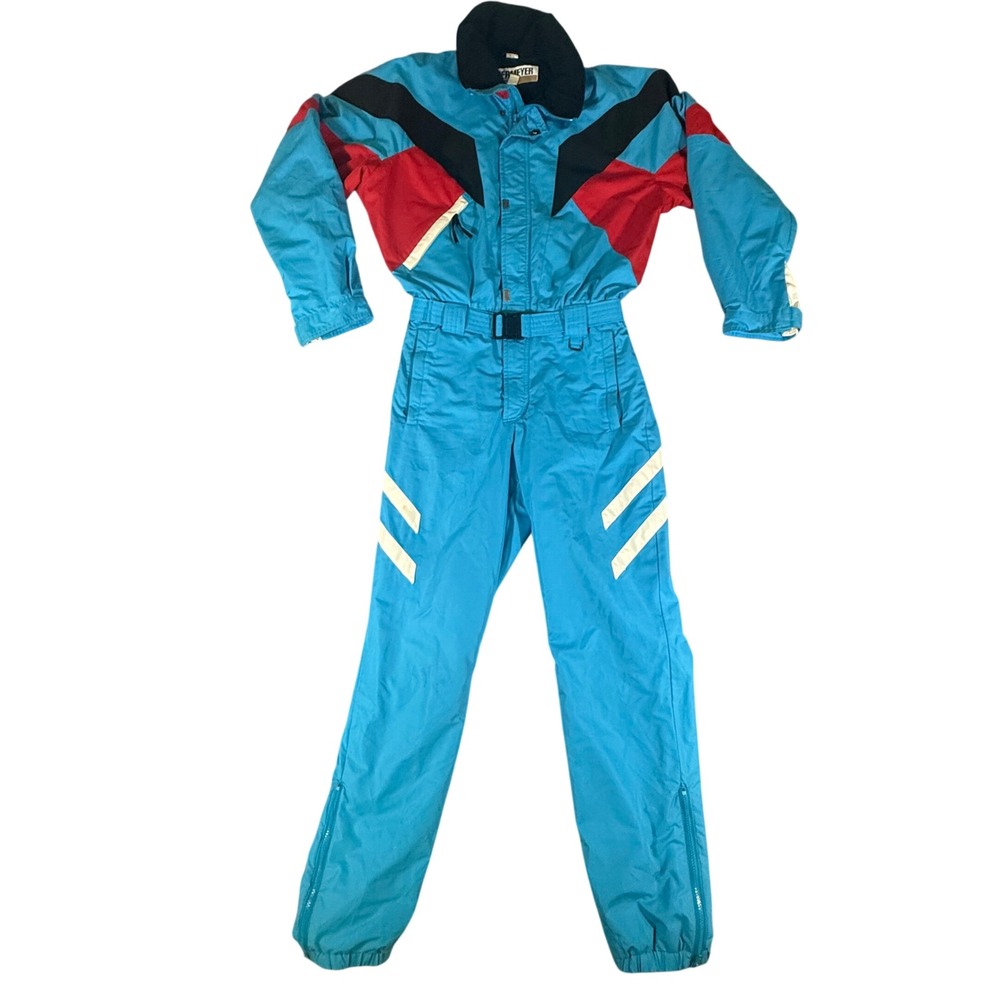 VTG Obermeyer Ski Suit Womens 10 Blue Red 80s 90s Retro Colorblock Snow Suit